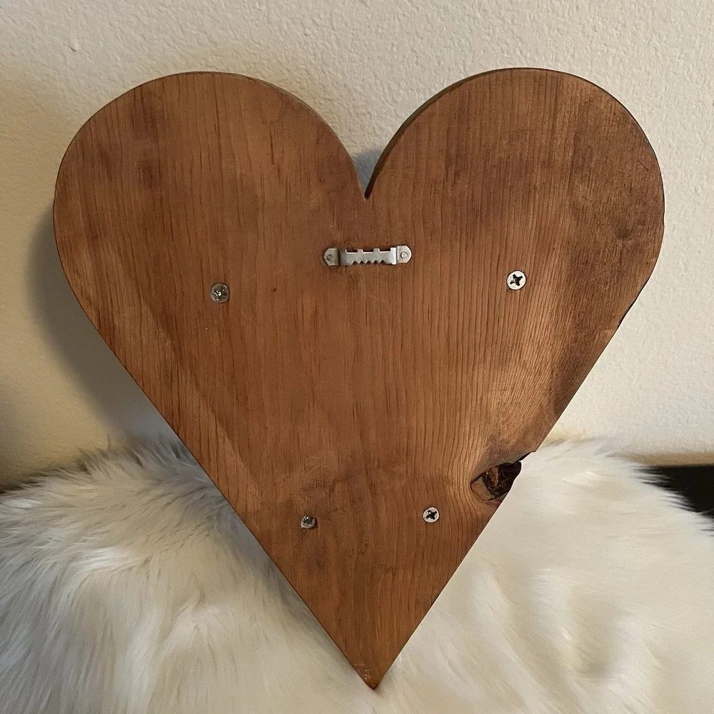 Vintage Country Cabin Hand Made Wooden Heart Shaped Wall Shelf Farmhouse Decor